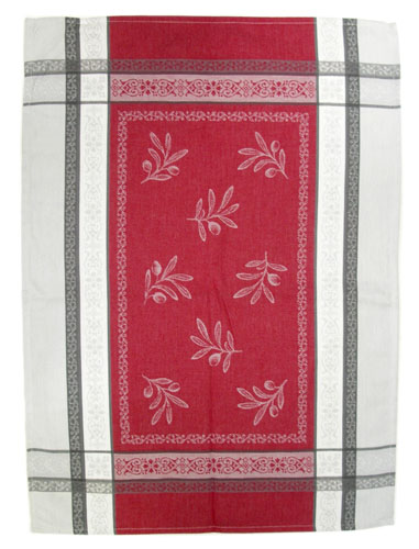 Set of 3 Jacquard dish cloths (Olivia. grey-red) - Click Image to Close